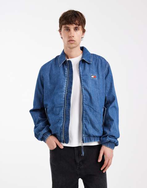 Tommy Jeans - Blouson Harrington en chambray - Bleu moyen délavé - view 1