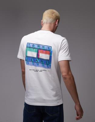 Tommy Jeans Blurry Flag Back Print T-shirt In White