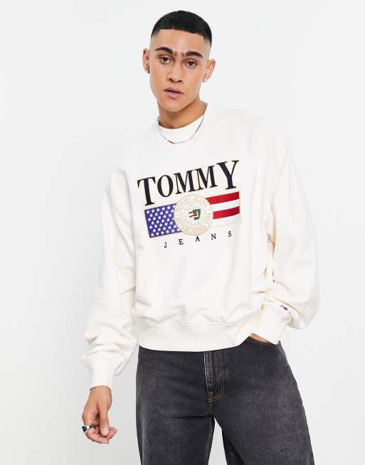 Tommy Jeans – Bluza o pudełkowym kroju w kolorze złamanej bieli z logo