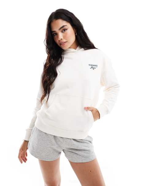 Tommy Jeans – Bluza oversize z kapturem w kolorze złamanej bieli z nadrukiem na plecach - view 1