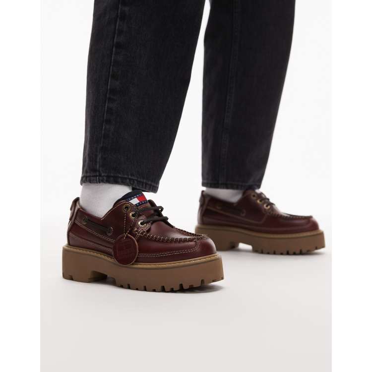 Tommy Jeans - Archive Leather Cleat Boat Shoes - Brown - EU41
