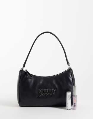 Tommy Jeans Bold Script Logo Shoulder Bag In Red