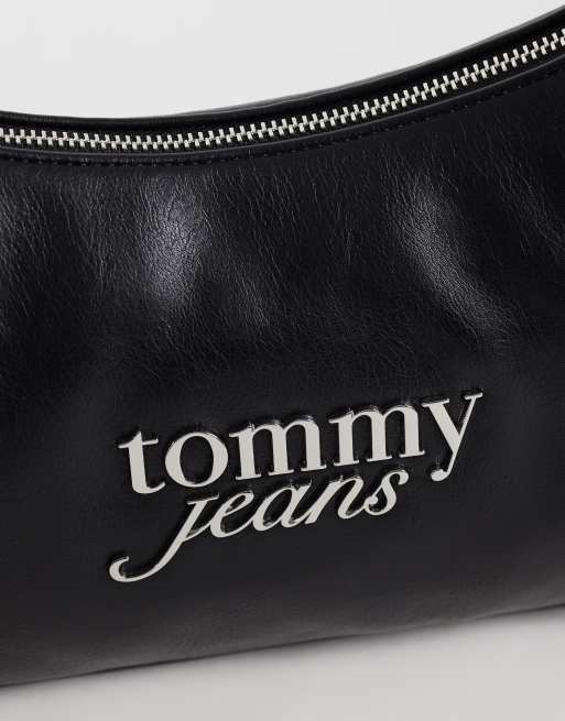 Tommy Jeans bold script logo shoulder bag in black, 3 of 4
