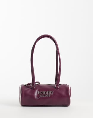 Tommy Jeans Bold Script Logo Shoulder Bag In Brown