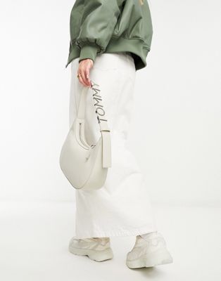 Tommy Jeans bold shoulder bag in beige stone