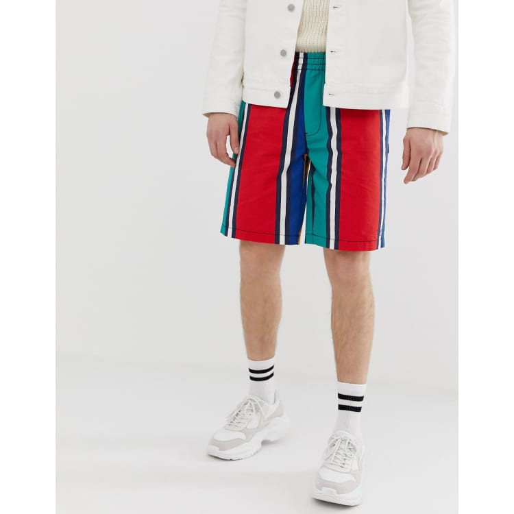 Red and white on sale striped basketball shorts