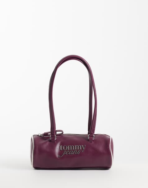 Tommy Jeans - bolso de hombro con logo en letra manuscrita grande en burdeos - view 1