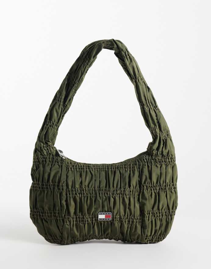 Tommy Jeans bolso de hombro fruncido urban en caqui