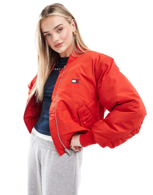 Tommy Jeans Bomber Jacket in Red | ASOS