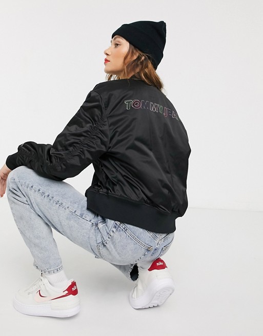 Tommy Jeans bomber jacket with neon back logo