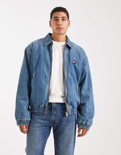 Tommy Jeans - Bomber matelassé en denim avec col - Bleu moyen délavé - view 1