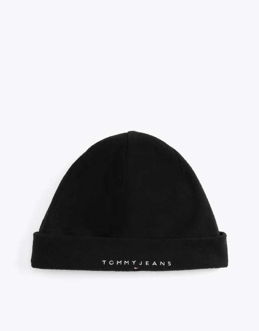 Tommy Jeans - Bonnet en polaire avec broderie logo - Noir