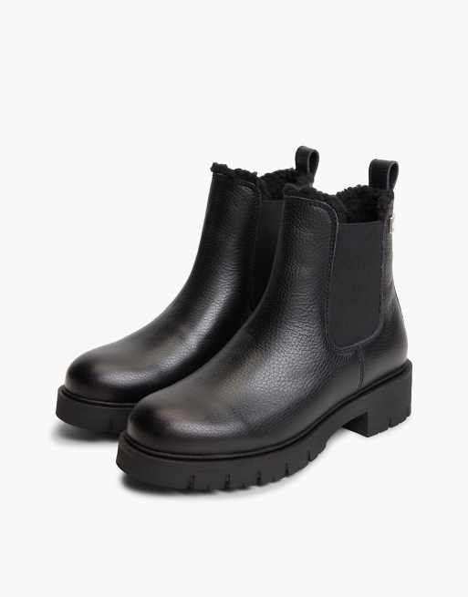 Tommy Jeans Boots Chelsea en cuir doublées chaud à crampons noires, 2 de 7