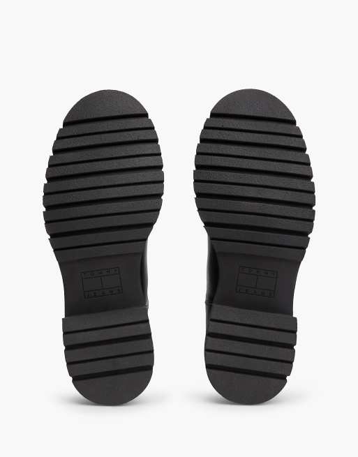 Tommy Jeans Boots Chelsea en cuir doublées chaud à crampons noires, 5 de 7