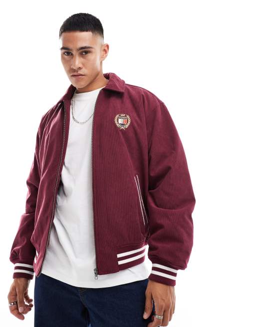 Tommy Jeans - Bordeaux college-jakke med emblemlogo i fløjl, 2 af 4