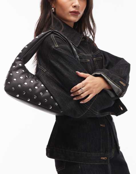 Tommy Jeans - Borsa da spalla in pelle nera con borchie - view 1