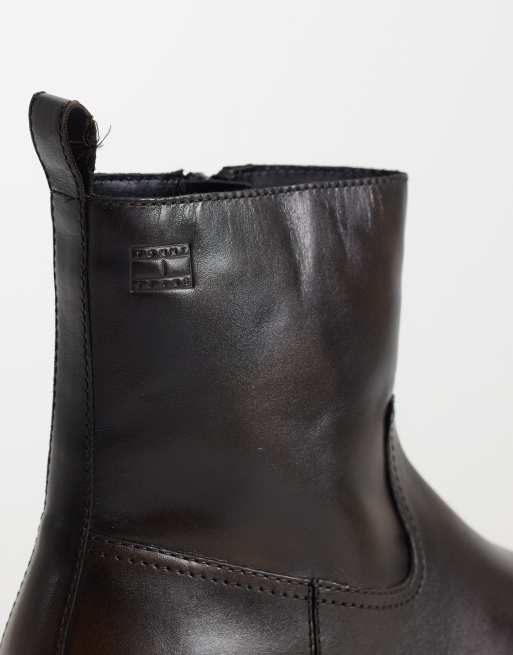 Tommy Jeans botas biker premium de cuero en negro, 3 de 4