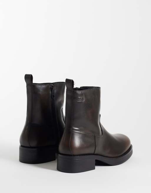 Tommy Jeans botas biker premium de cuero en negro, 4 de 4