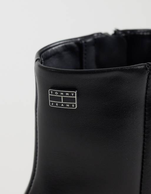 Tommy Jeans bottes à talons en cuir Camelia à bout pointu noires, 2 de 4