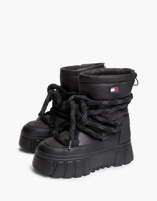 Tommy Jeans bottes de neige à plateforme doublées et chaudes en noir, 2 de 7