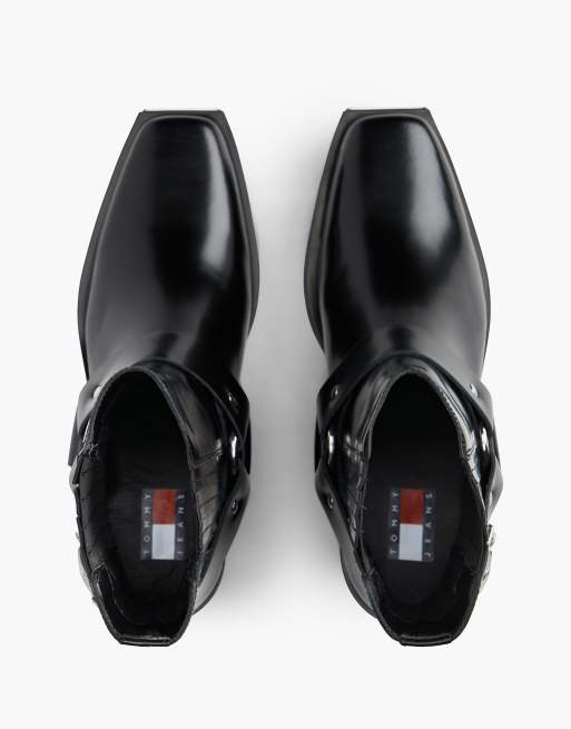 Tommy Jeans bottes western noires à bride à boucle, 3 de 7
