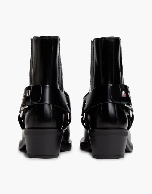 Tommy Jeans bottes western noires à bride à boucle, 4 de 7