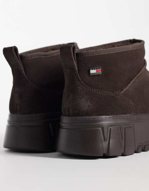 Tommy Jeans bottines à plateforme en daim marron foncé, 2 de 4