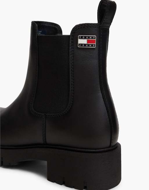Tommy Jeans - Bottines Chelsea en cuir à semelle crantée - Noir, 6 de 7