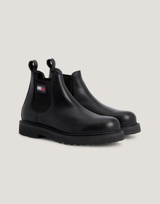 Tommy Jeans  napa leather chelsea boot with chunky sole in Black - ASOS Price Checker