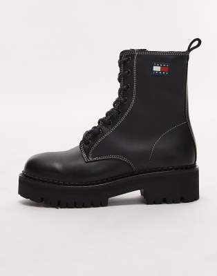 Tommy Jeans - Bottines de randonnée style urbain à lacets - Noir