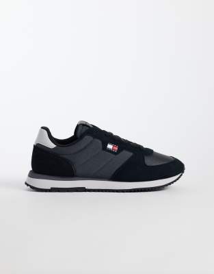 Tommy Jeans Bowie Real Suede Running Sneakers In Black