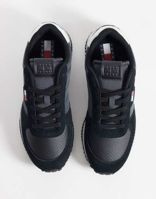 Tommy Jeans Bowie real suede running sneakers in black, 2 of 5