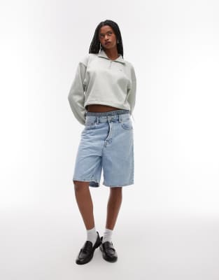Tommy Jeans Boxy 1/4 Zip Cropped Sweater In Gray
