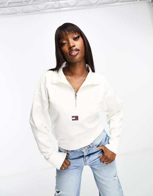 Tommy jeans white sweatshirt on sale womens