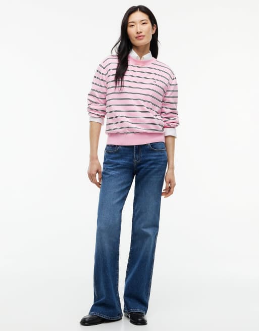 Tommy Jeans Boxy crew neck jumper in pink sugar / stripe, 2 of 6