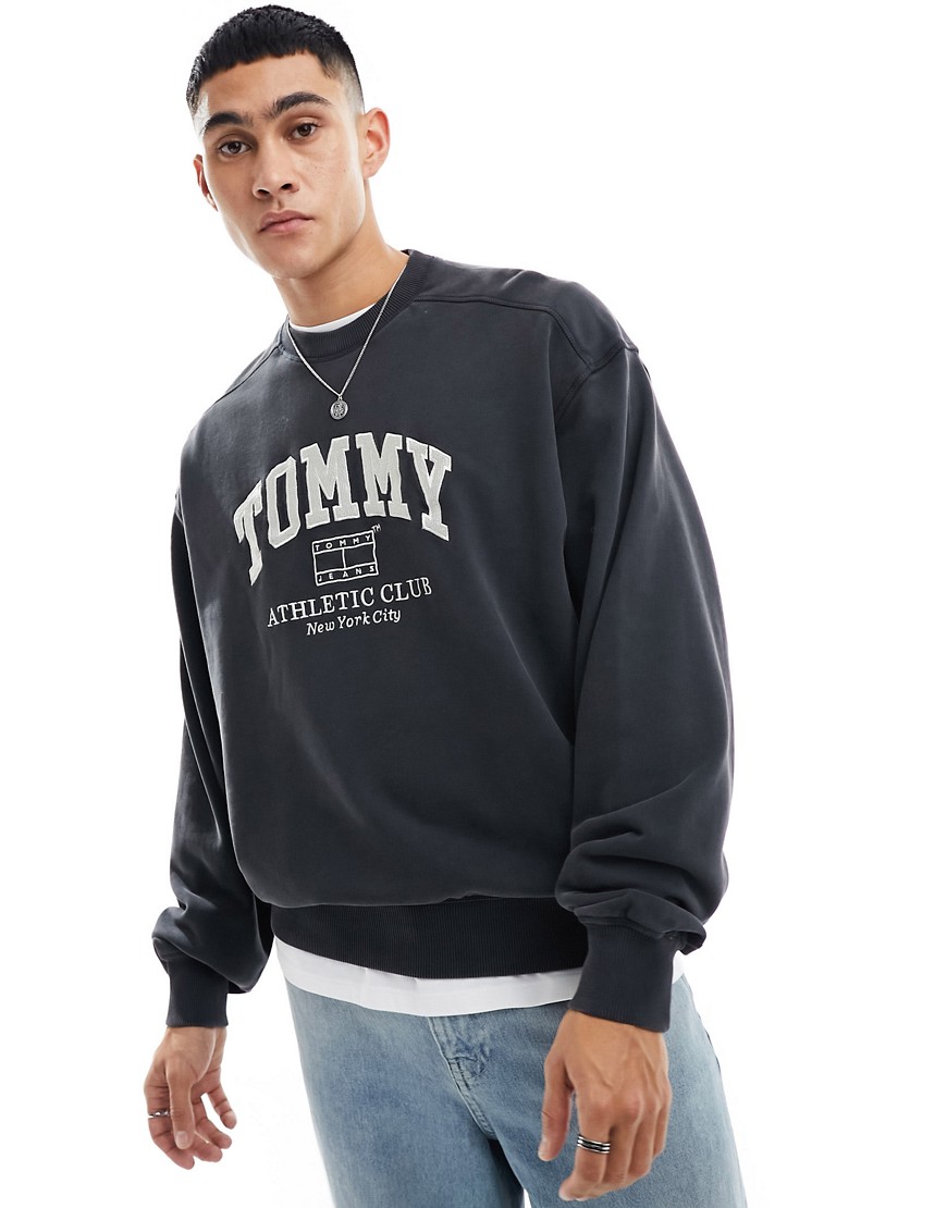 Tommy Jeans boxy crew neck sweatshirt in black