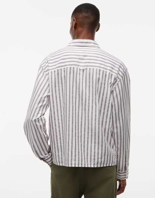 Tommy Jeans Boxy Fit gestreiftes Dobby-Hemd mit Ecru-Streifen, 4 von 6