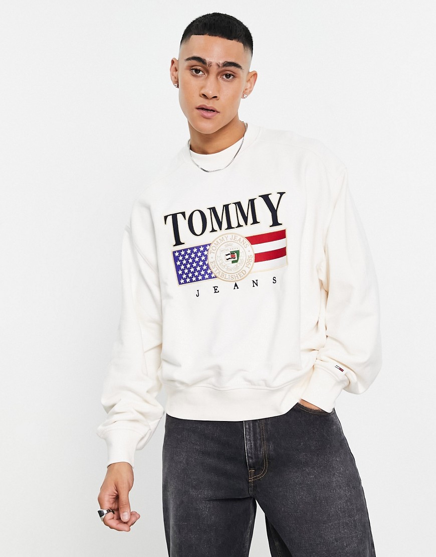 Tommy Jeans boxy luxe logo sweatshirt in off white