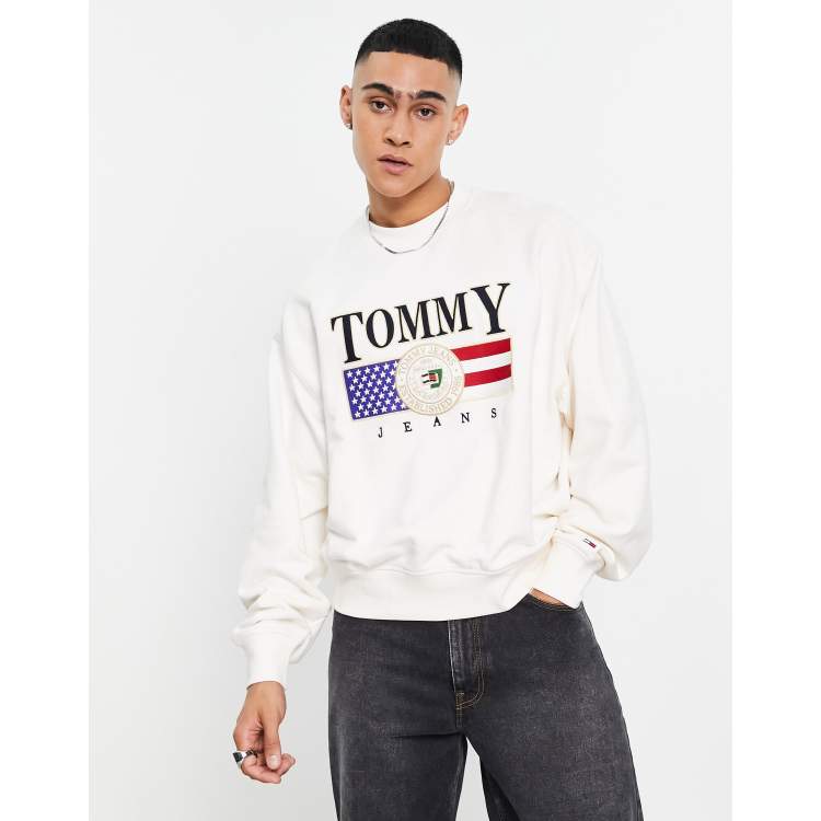 Tommy Jeans ATHLETIC LOGO HOODIE - Hoodie - white 