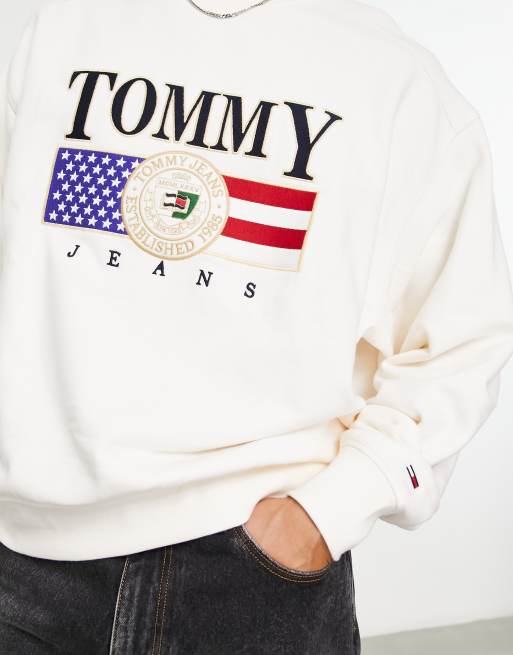 Tommy jeans trui outlet wit