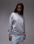 [Tommy Jeans] Tommy Jeans boxy varsity logo crew neck jumper in grey 2XS Grey htr