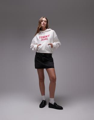 Tommy Jeans Boxy Varsity Logo Hoodie In White