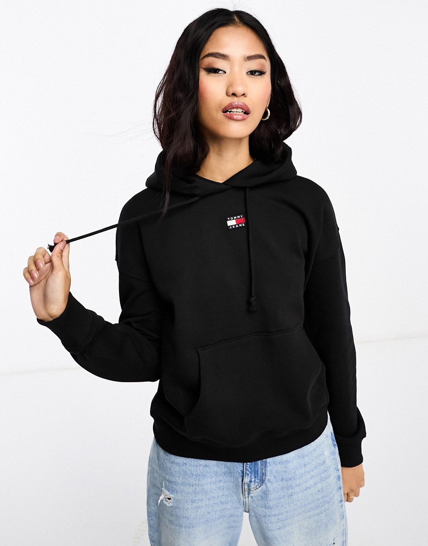 Tommy Jeans boxy XS badge hoodie in black
