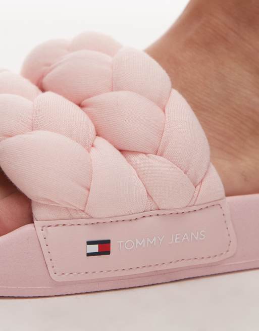Tommy Jeans braided sliders in baby pink ASOS