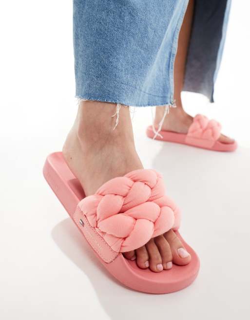  Tommy Jeans braided sliders in pink