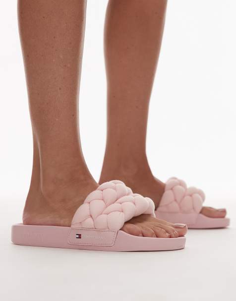 Tommy Jeans braided slides in baby pink - view 1