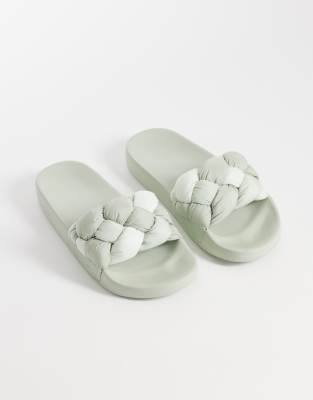  braided  slides in mint green