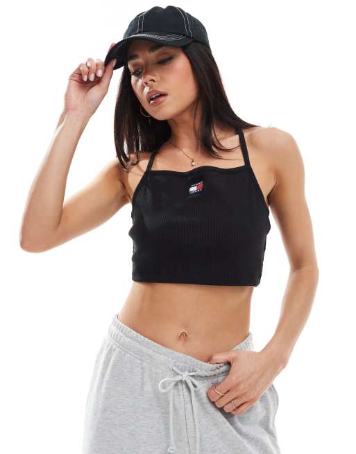 Tommy Jeans - Bralette met badge en bandjes in zwart