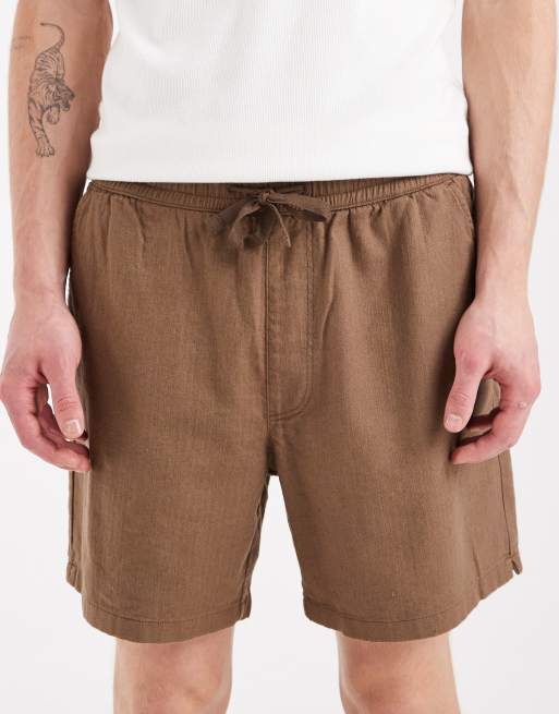 Tommy Jeans – Brązowe szorty z domieszką lnu, 4 z 5