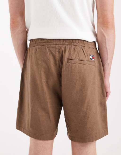 Tommy Jeans – Brązowe szorty z domieszką lnu, 5 z 5